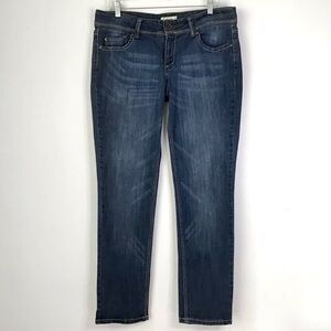 LEI Blue Denim Jeans Size 15 Embroidered Stretch Straight Leg Ashley Trouble